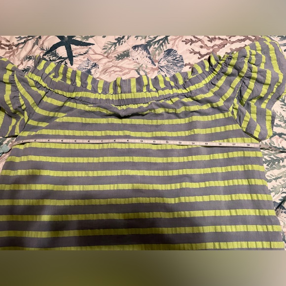 Anthropologie Corey Lynn Calter dress Sz small runs big green grey off shoulder - Picture 4 of 13